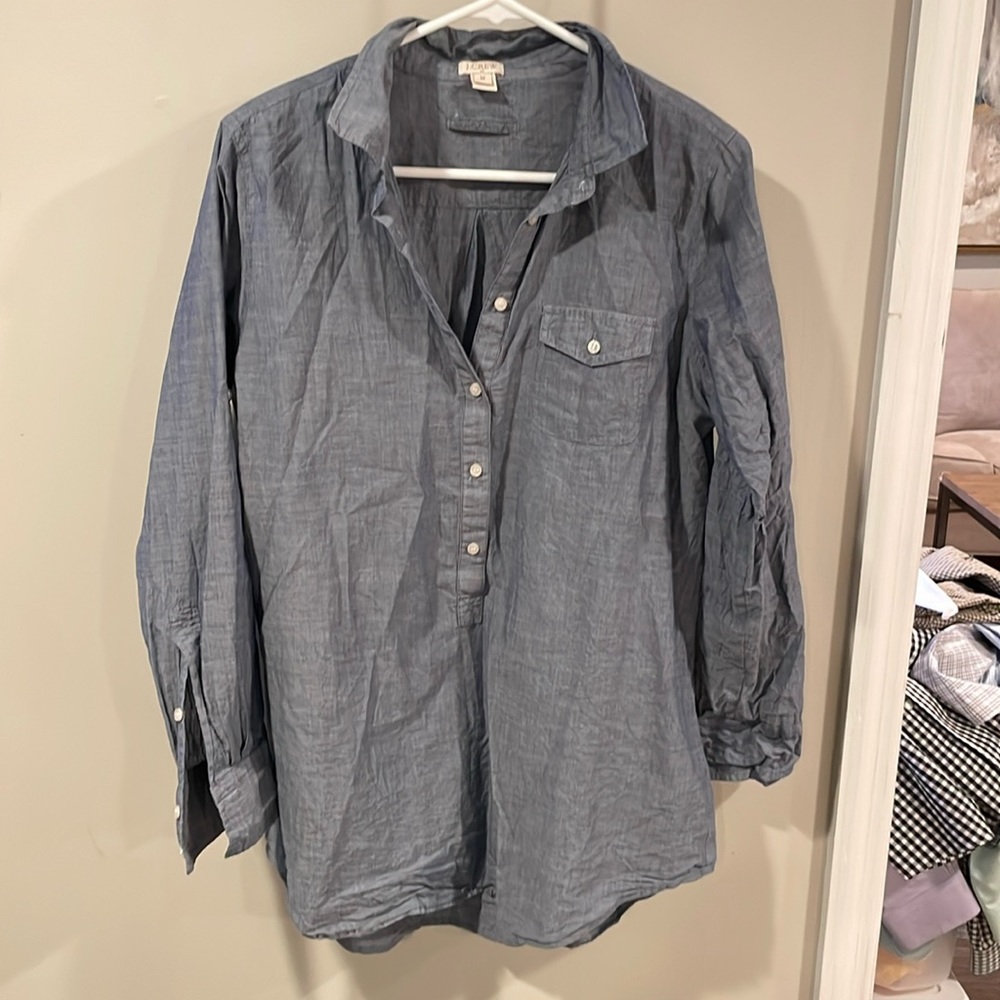 J Crew Chambray Popover - size M